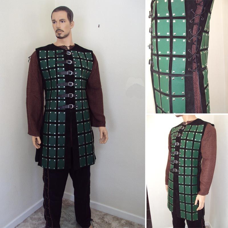 Brigandine/Jerkin medieval, vikingo, blindado - recreación de gamuza y cuero