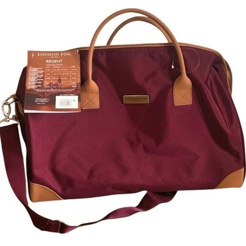 LONDON FOG Regent 20" Weekender Satchel, travel Bag Merlot - Picture 7 of 10
