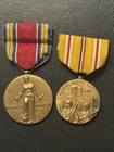 2 Vintage World War II WW2 US Army Military Campaign Service Victory Medal