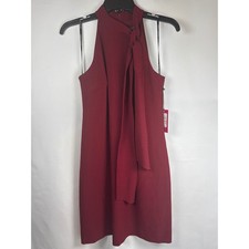 Vince Camuto Halter Tie Neck Sheath Dress Bordeaux Red Size 2 casual minimalist