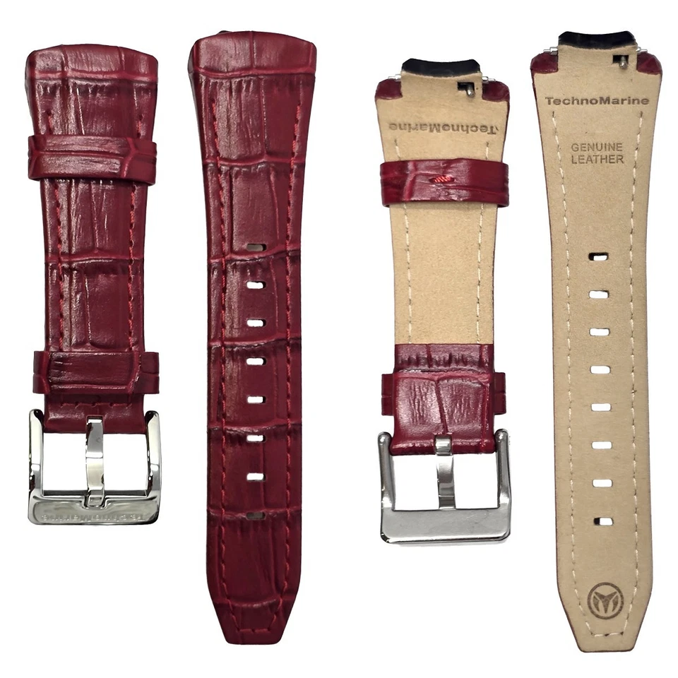 Auténtico TechnoMarine Alligator Pat. Correa de reloj de cuero 18 mm - azul Foto 2 de 4