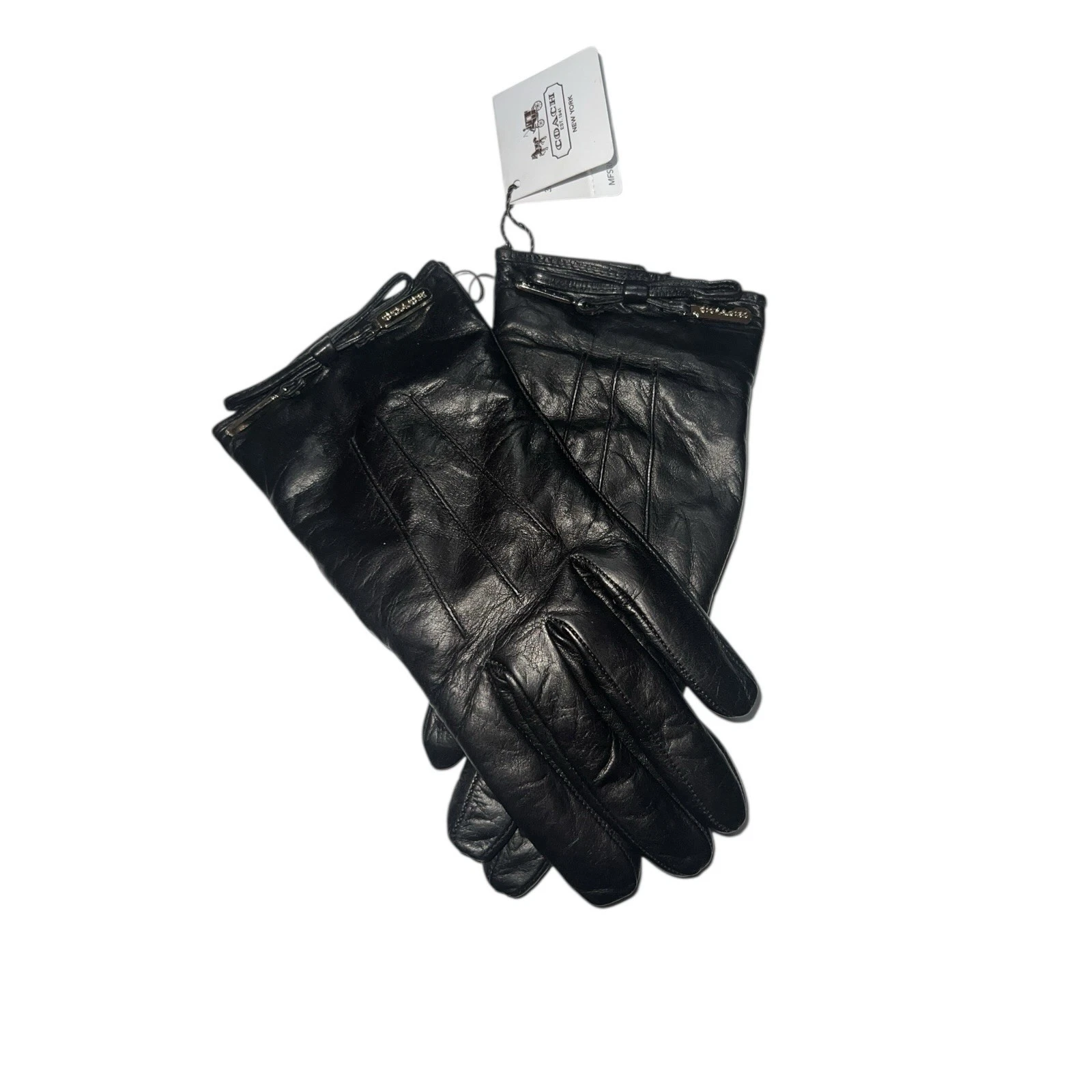 Coach Women's Leather Gloves 83865, Leather Gloves, Bows + Charms Chocolate 6.5