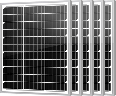 5-Pack 20W 12V Monocrystalline Solar Panels for RV, Boat, and Off-Grid Use