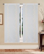 Coppia tende Leda ricamate fiori verticali semitrasparenti eleganti casa