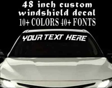 48" CUSTOM VINYL WINDSHIELD BANNER Lettering Decal Name Sticker Window Tattoo