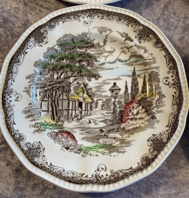 (4)Kensington Shakespeare's Sonnets-Anne Hathaway's Cottage 6-3/4'' Bread Plates.
