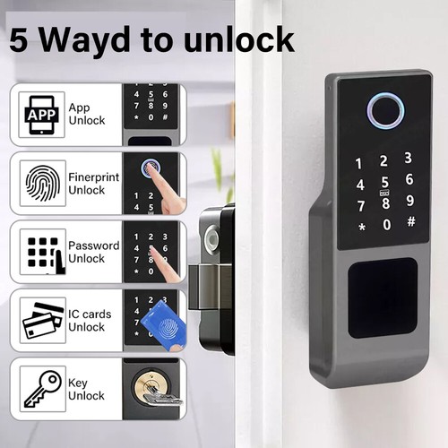 Electronic Smart Door Lock WiFi APP Fingerprint Card Password Key Security Lock - Picture 3 of 18