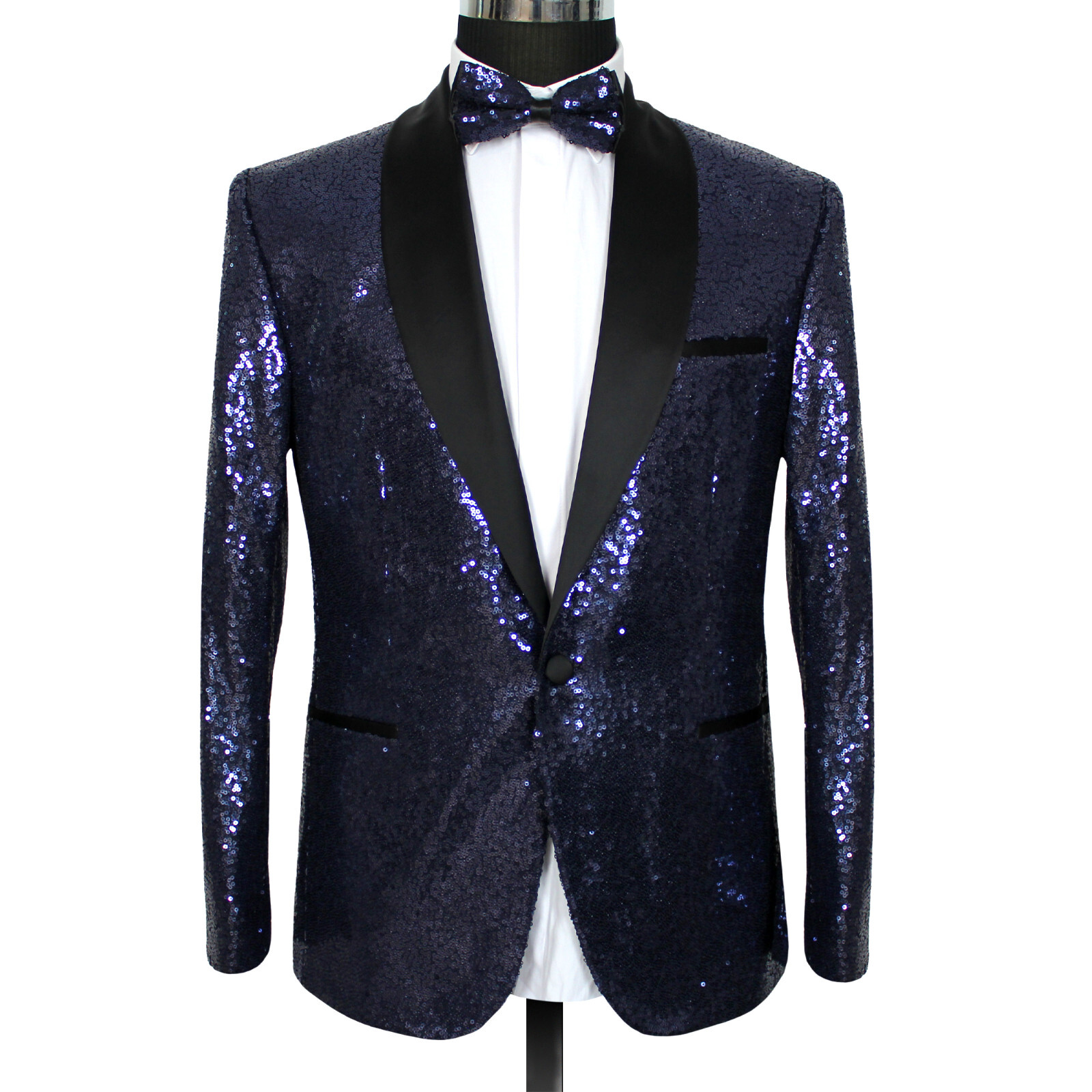 Chaqueta slim fit esmoquin lentejuelas azul oscuro -traje-escenario-fiesta-hombre-blazer
