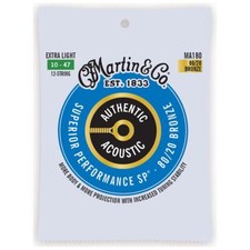 MARTIN MA180 12 STRING AUTHENTIC ACOUSTIC GUITAR STRINGS SP 80/20 BRONZE - 10-47