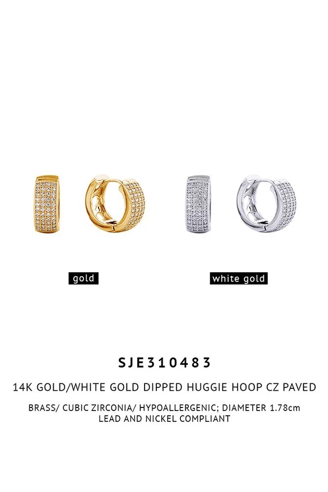 Pendientes de aro Huggie sumergidos Do Everything in Love oro 14K/oro blanco circonita cúbica Foto 2 de 2