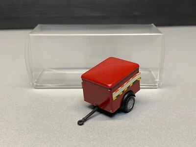PKW Ein-Achs Anhänger Auto Bau kleiner Allzweck Trailer rot red Brekina H0 1:87 - Bild 1 von 4
