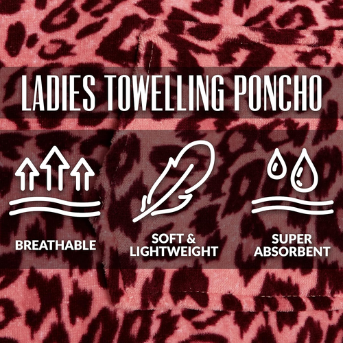 Poncho Mare Surf Nuoto Dryrobe Accappatoio Uomo Donna Unisex (S/M, Rosa Leopardo - Foto 3 di 12