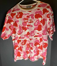 BAPE Pink ABC Camo Tee Mens M Tee Chopped Cropped Y2K A Bathing Ape