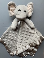 Grey Gray Elephant Security Blanket Minky Baby Lovey Crinkle Ears Satin Edge