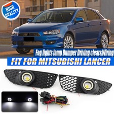 Pair For 2008-15 Mitsubishi Lancer Fog Lights Lamp Bumper Driving Clear Wiring