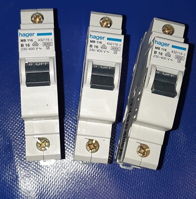 Hager Leitungsschutzschalter MB116 MB125 MC316 1 / 3 pol 16 / 25 A  gebraucht