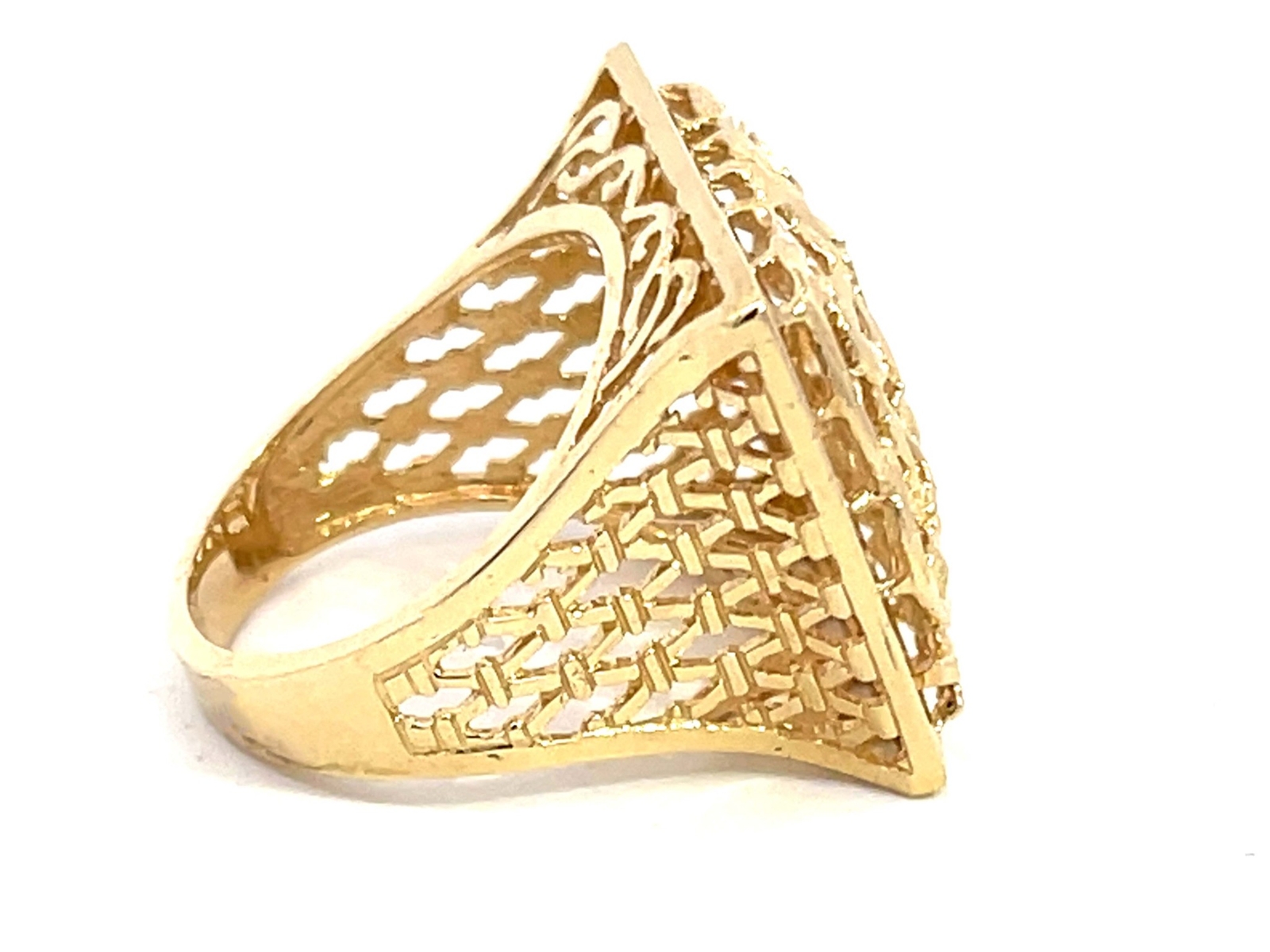 Large Rectangular Scroll Cutout Ring in 14k Yello… - image 5