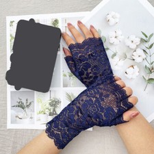 Womens Sexy Lace Gloves Ladies Half Finger Fingerless Fishnet Gloves Mesh Mitten