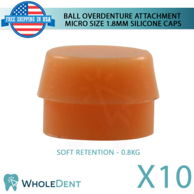 10x Soft Silicone Cap Ø1.8mm Micro Ball Attachment Abut ment Dental Im plant