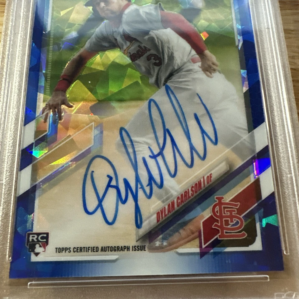 Dylan Carlson 2021 Topps Chrome Sapphire RC Auto Autograph PSA 10 - Image 2 of 4