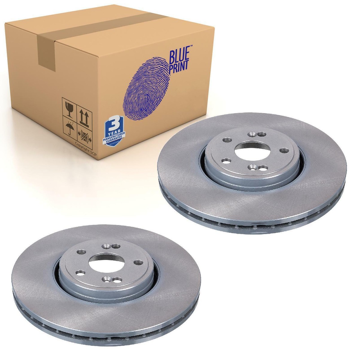 Pair of Front Brake Disc Fits Renault OE 8200570191 Blue