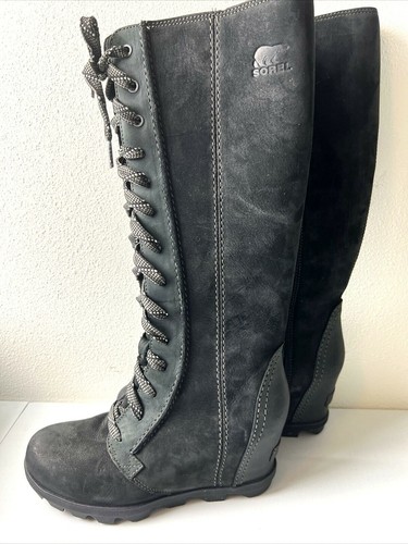 SOREL Black Leather JOAN OF ARCTIC Tall 