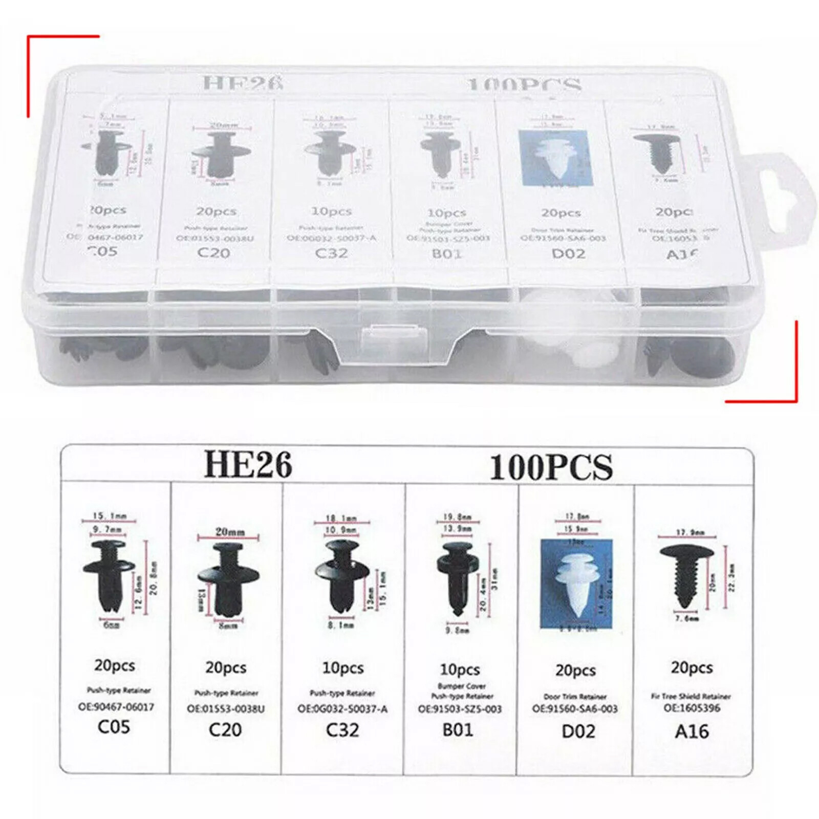 Door Panel Retainer Fastener Kit Clip Trim Car Push Pin Rivet Bumper Accessories