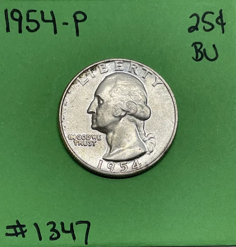 1954-P Washington Quarter 25c BU Brilliant Uncirculated 90% Silver