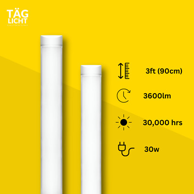 Ultra Slim LED Batten Light 3FT Tube Strip Light Bright 6500K White Cool