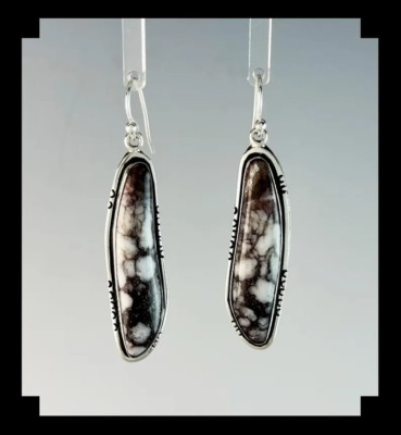 Long Handcrafted Sterling and Wild Horse Magnesite Earrings