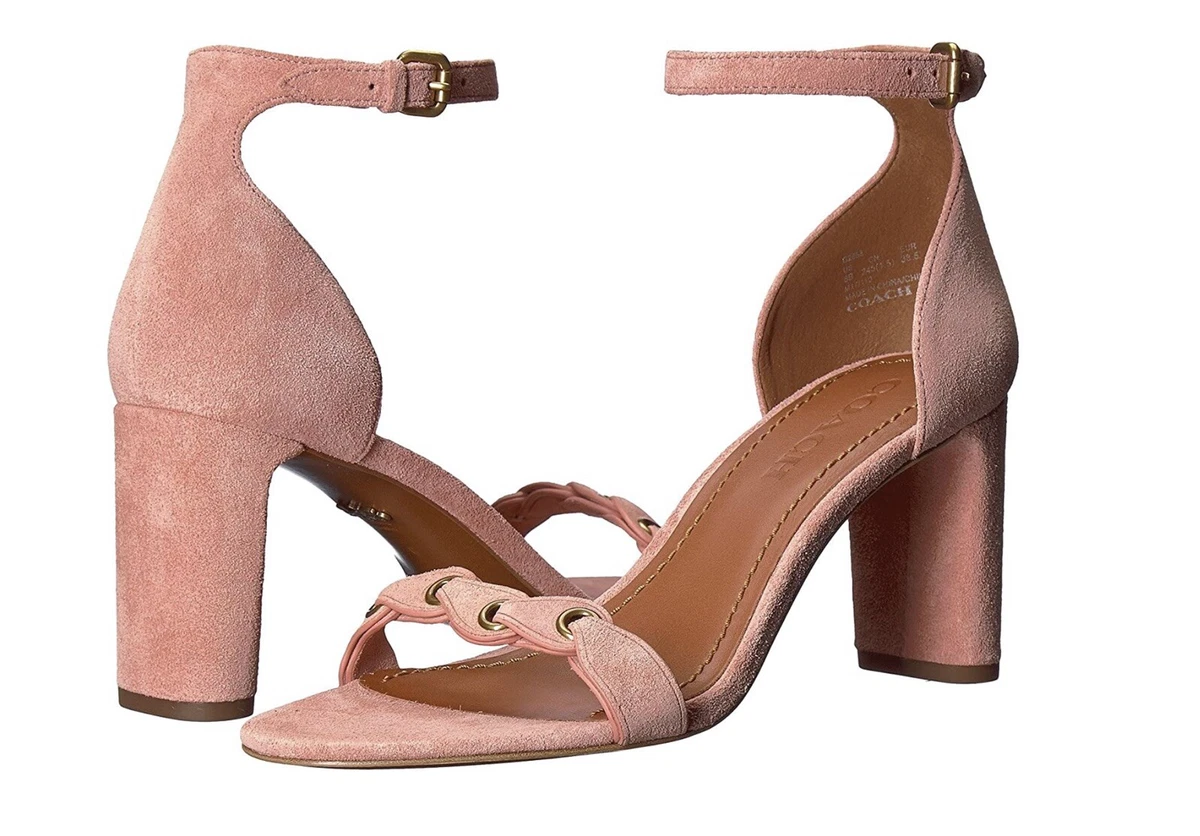 Coach Block Heel Sandal Shoe Pink Suede Open Toe Size 9.5 NEW eBay