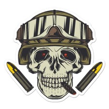 Military Skull Bulets, Vinyl Decal Sticker, Indoor Outdoor, 3 Sizes, #11466