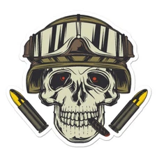 Military Skull Bulets, Vinyl Decal Sticker, Indoor Outdoor, 3 Sizes, #11466