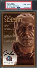 Joe Schmidt Gem Mint 10 PSA DNA Signed Hall of Fame Bronze Bust Postcard /150 Au