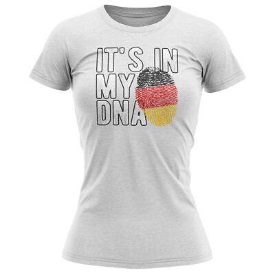 Deutsche Flagge Damen T-Shirt Deutschland Its In My DNA Fußball Fingerabdruck Oberteil Tee