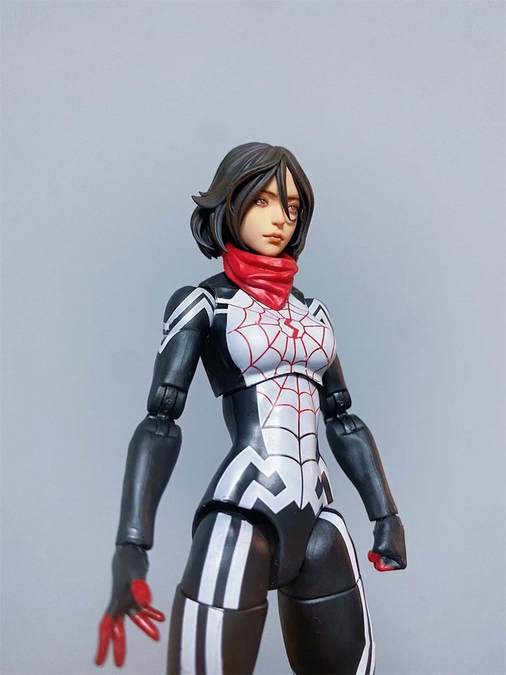 1/12 Painted Silk Spider Raven Girl Head Carved Fit 6'' Romankey Action ...