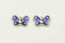 Solid 14k Yellow Gold Enamel 7x4.5mm Butterfly Baby Screw Back Earrings