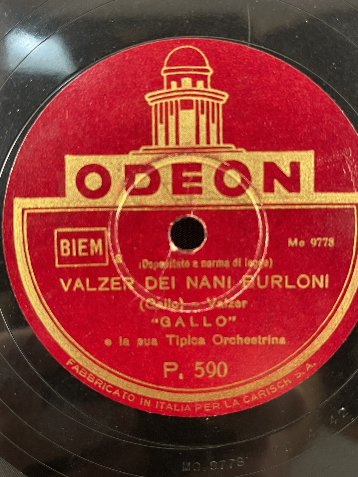 Italian 10” 78 rpm Folk Music Quando La Nonna / Valzer Dei Nani Butloni Odeon