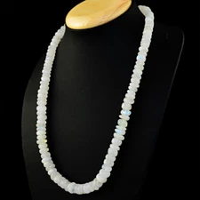 417.00 Cts Untreated Blue Flash Moonstone Round Shape Beads Necklace (DG)