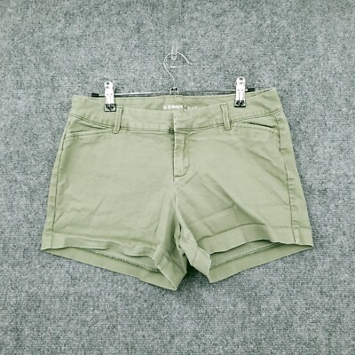 Old Navy Shorts Womens 2 Green Pixie Chino Mid Rise Flat Front Cotton Blend 