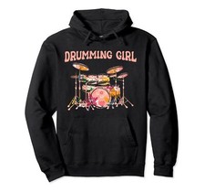 Drumming Girl - Funny Drumming Musician Drum Kit Drummer Pullover Hoodie