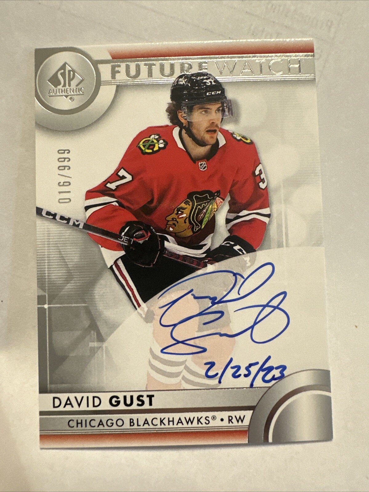 David Gust 2023-24 UD Sp Authentic Future Watch Auto w Inscription Rc #016/999