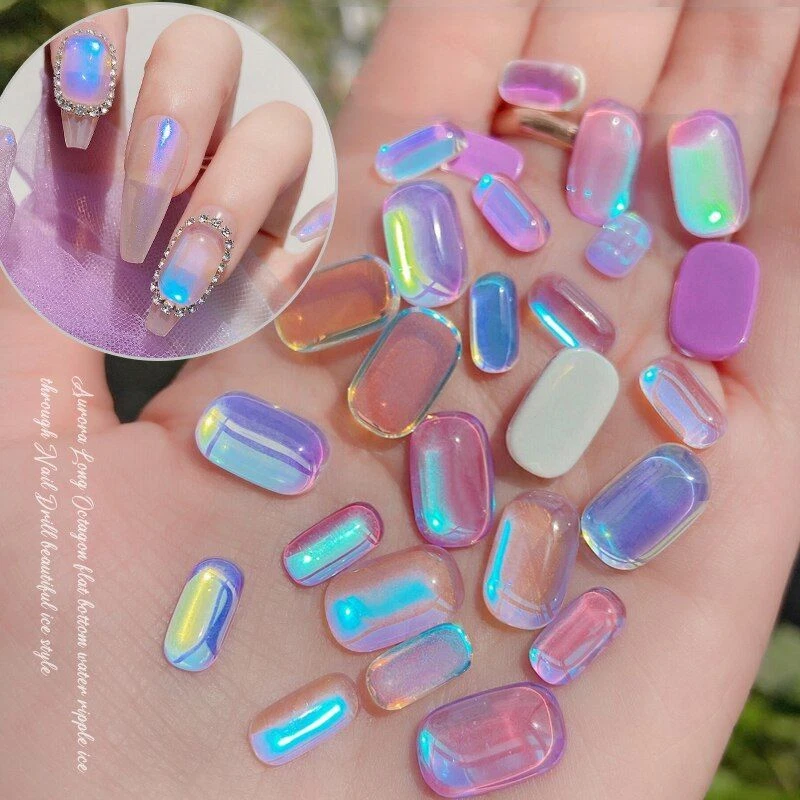 Ice Cube Nail Art Decorations Square Ice Crystal Nail Jewelry Ornaments  10pcs Se