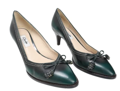 Clarks Narrative Chaussures Femmes (UK) 5.5 Vert Point Orteil Noeud à Enfiler - Photo 1/4