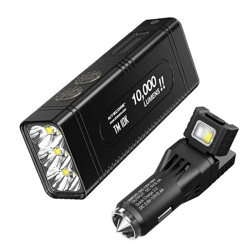 NITECORE TM10K Flashlightw/Battery Pack +VCL10 Multi-Tool/USB Car Adapter