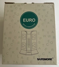 NEW Power Strip Tower SAFEMORE Smart 8-Outlet 4-USB Surge Protector Desktop