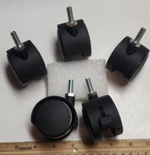 Caster Wheels 2" Poly Swivel Stem  Furniture  Dual Wheel  Set of 5.  3 Lock 2 FR