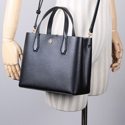 21年5月作 TORY BURCH★BLAKE SMALL TOTE New Tory Burch BLAKE Black Pebbled Leather Small Tote