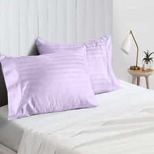 Pillow Case Set 1000 TC OR 1200 TC 100% Cotton Lavender Stripe Queen/King Size