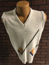 Vintage "Arnie" Acrylic Gray Sleeveless V-Neck Sweater Vest Medium M USA Made